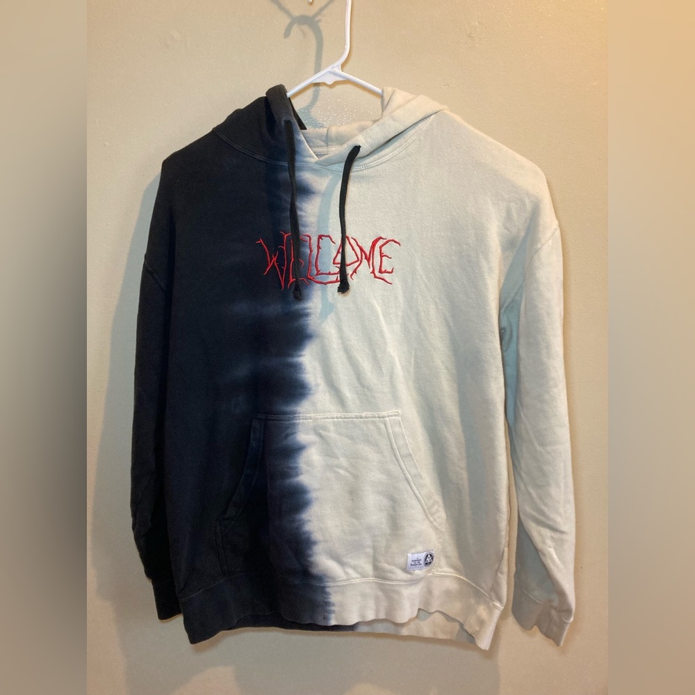 Welcome Skateboards Hoodie Men’s Large Black Chimera Split Tie Dye Grunge Skate